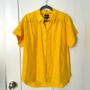 J. Crew Yellow Baird McNutt Linen Shirt - Sz Medium
